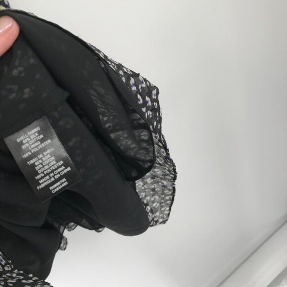 Rebecca Taylor Black  animal print Short Sleeve Dress Ruffle  silk blend size 6 - Picture 14 of 16